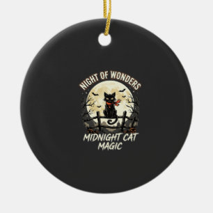 Halloween schwarze Katze Mondlicht Keramik Ornament