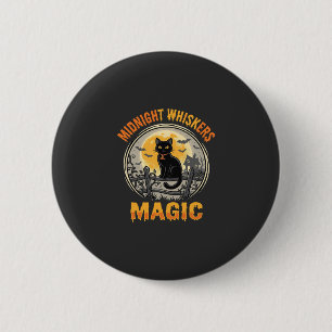 Halloween-Schwarze-Katze-Mondlicht-Magie Button
