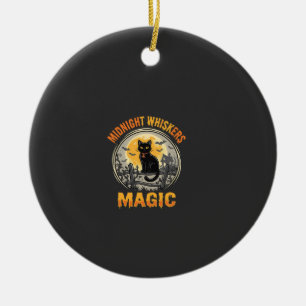 Halloween-Schwarze-Katze-Mondlicht-Magie Keramik Ornament