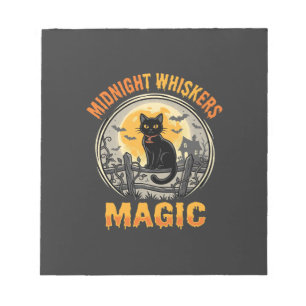 Halloween-Schwarze-Katze-Mondlicht-Magie Notizblock