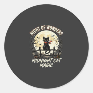Halloween schwarze Katze Mondlicht Runder Aufkleber