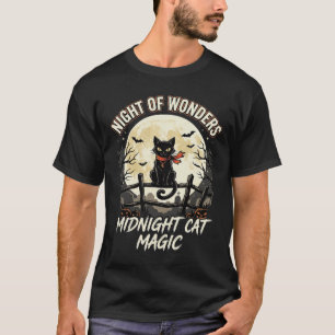 Halloween schwarze Katze Mondlicht T-Shirt