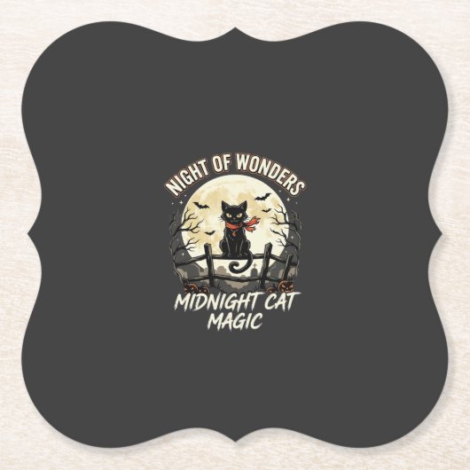 Halloween-Schwarze Katze Mondlicht Untersetzer (Vorderseite)