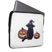 Halloween schwarze Katze Oversized T-Shirt Laptopschutzhülle (Vorne Rechts)