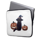 Halloween schwarze Katze Oversized T-Shirt Laptopschutzhülle (Vorderseite Links)