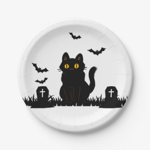 Halloween Schwarze Katze Pappteller