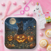 Halloween schwarze Katze Pappteller (Party)