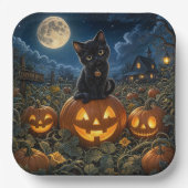 Halloween schwarze Katze Pappteller (Vorderseite)