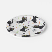HALLOWEEN SCHWARZE KATZE PAPPTELLER (Schrägansicht)