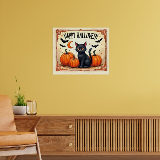 Halloween schwarze Katze Poster (Wohnzimmer 2)