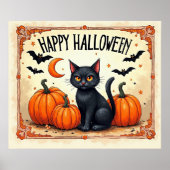 Halloween schwarze Katze Poster (Vorne)