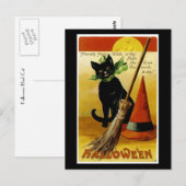 Halloween-Schwarze Katze Postkarte (Vorne/Hinten)