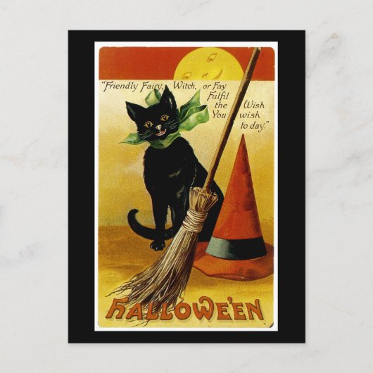Halloween-Schwarze Katze Postkarte (Vorderseite)