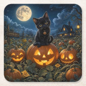 Halloween schwarze Katze Rechteckiger Pappuntersetzer (Vorderseite)