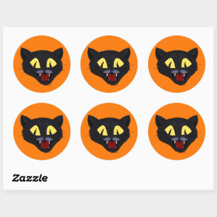 Halloween-Schwarze Katze Runder Aufkleber