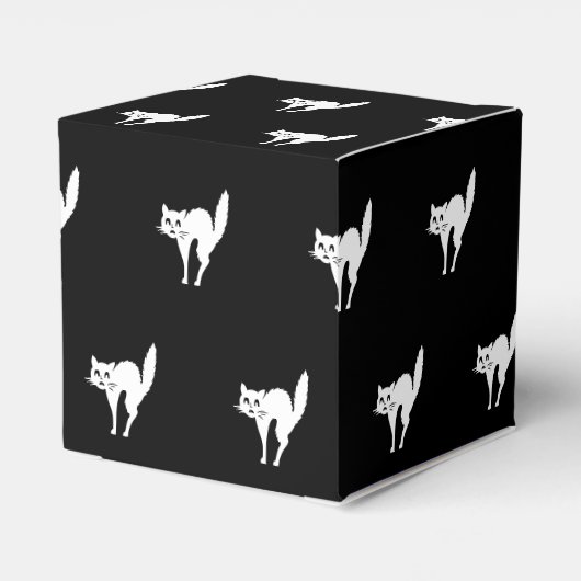 Halloween Schwarze Katze Schwarz-Weiß-Muster Geschenkschachtel (Rückseite)