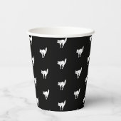 Halloween Schwarze Katze Schwarz-Weiß-Muster Pappbecher (Rückseite)