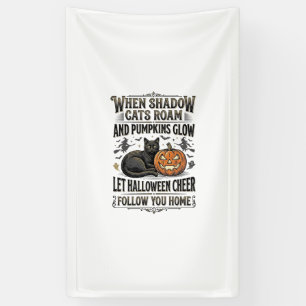 Halloween-Schwarze-Katze-Shirt-Vintage-Kürbis-Grav Banner