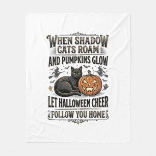 Halloween-Schwarze-Katze-Shirt-Vintage-Kürbis-Grav Fleecedecke