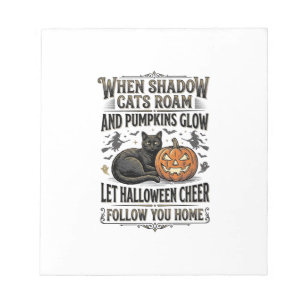 Halloween-Schwarze-Katze-Shirt-Vintage-Kürbis-Grav Notizblock