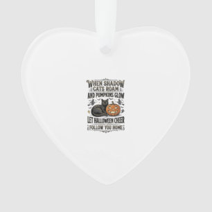 Halloween-Schwarze-Katze-Shirt-Vintage-Kürbis-Grav Ornament