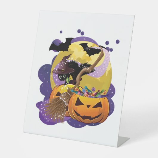 Halloween-Schwarze Katze Sockelschild (Vorderseite)