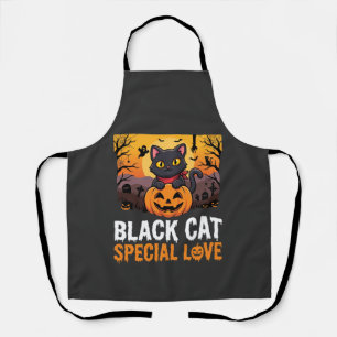 Halloween-Schwarze-Katze-Special-Love-Kürbis-Desig Schürze