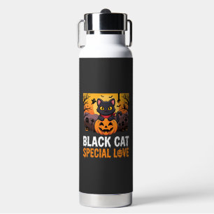 Halloween-Schwarze-Katze-Special-Love-Kürbis-Desig Trinkflasche