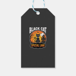 Halloween-Schwarze-Katze-Spukhaus-Mond-Design Geschenkanhänger