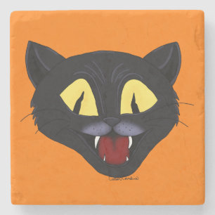 Halloween-Schwarze Katze Steinuntersetzer