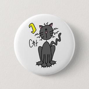 Halloween schwarze Katze Stickfigur Knopf Button