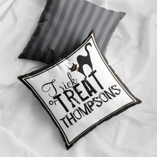 Halloween schwarze Katze Süßigkeiten oder Saures S Kissen