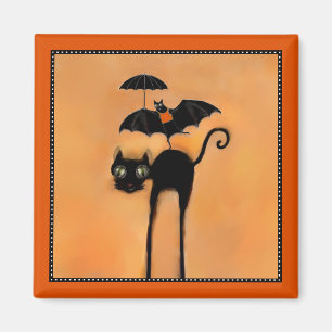 Halloween schwarze Katze und Akrobat Magnet