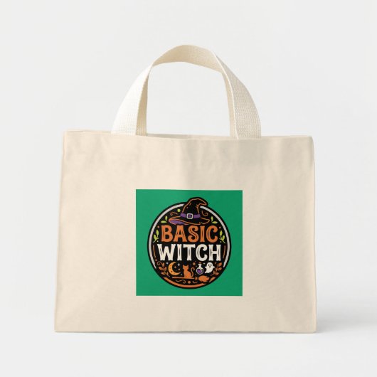 Halloween: schwarze Katze und Geist – Basic Witch. Mini Stoffbeutel (Vorne)