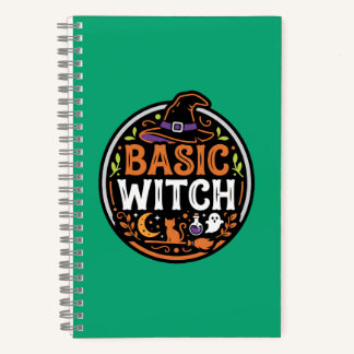 Halloween: schwarze Katze und Geist – Basic Witch. Notizblock