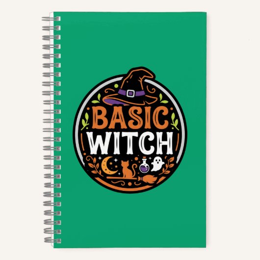 Halloween: schwarze Katze und Geist – Basic Witch. Notizblock (Vorderseite)