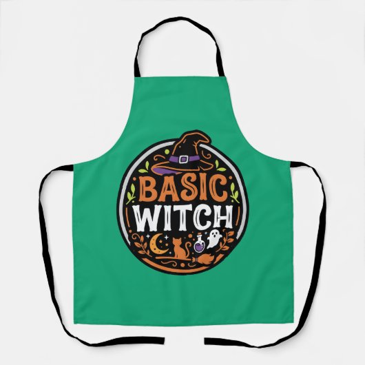 Halloween: schwarze Katze und Geist – Basic Witch. Schürze (Vorderseite)