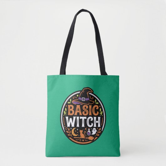 Halloween: schwarze Katze und Geist – Basic Witch. Tasche (Vorderseite)