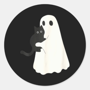 Halloween schwarze Katze und Geisterkatzen Geister Runder Aufkleber