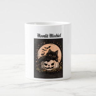 Halloween-Schwarze Katze und Kürbis Mondlicht  Jumbo-Tasse