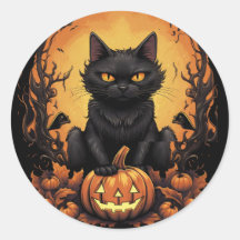 Halloween | Schwarze Katze und Kürbis