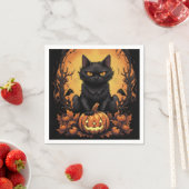 Halloween | Schwarze Katze und Kürbis Serviette (Beispiel)