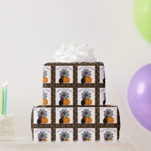 Halloween schwarze Katze und Kürbis Süß  Geschenkpapier