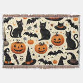 Halloween-Schwarze Katze und Kürbismuster Decke (Vorderseite)