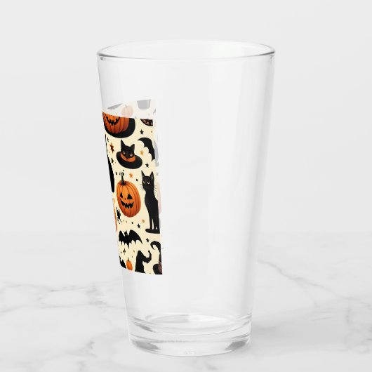 Halloween-Schwarze Katze und Kürbismuster Glas (Links)