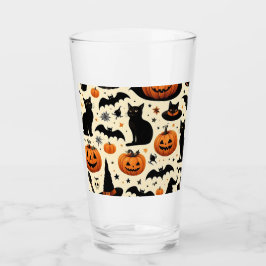 Halloween-Schwarze Katze und Kürbismuster Glas