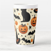 Halloween-Schwarze Katze und Kürbismuster Milchtasse (Vorderseite)