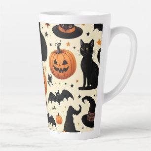Halloween-Schwarze Katze und Kürbismuster Milchtasse