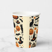 Halloween-Schwarze Katze und Kürbismuster Pappbecher (Rechts)