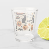 Halloween-Schwarze Katze und Kürbismuster Schnapsglas (Rückseite)